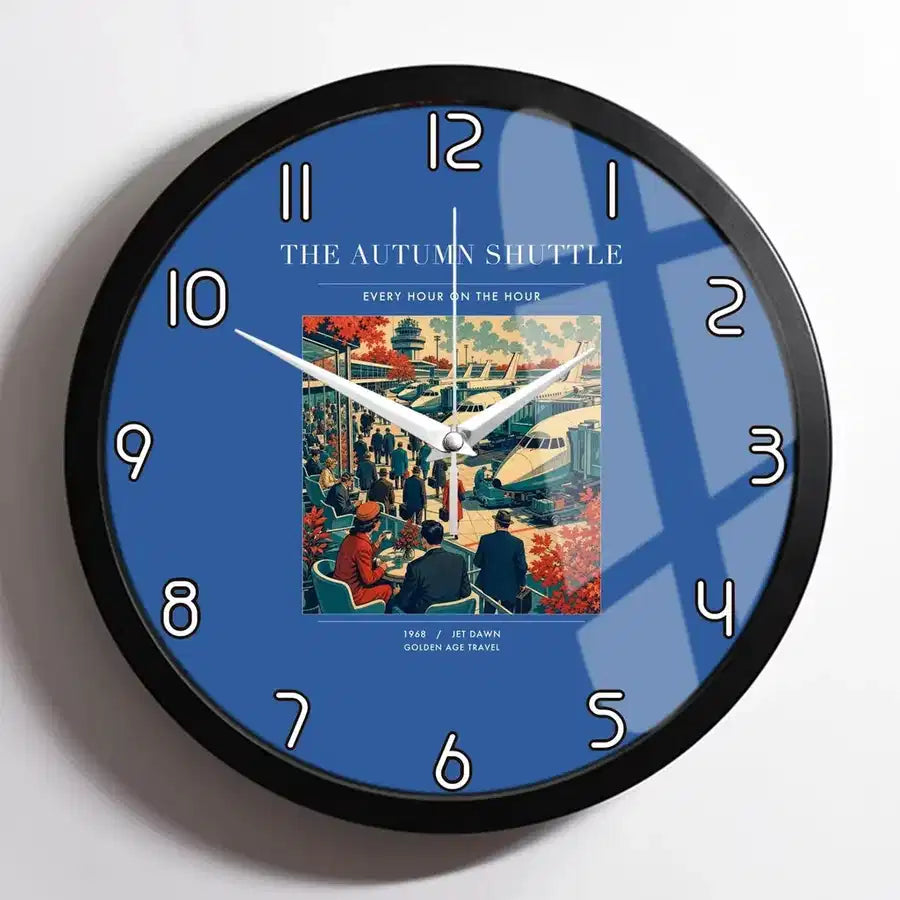 VINTAGE G4120 - The Autumn Shuttle - Designed Wall Clocks design on blue framed