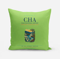 Thumbnail for Chattanooga Airport (CHA) design on light green pillow