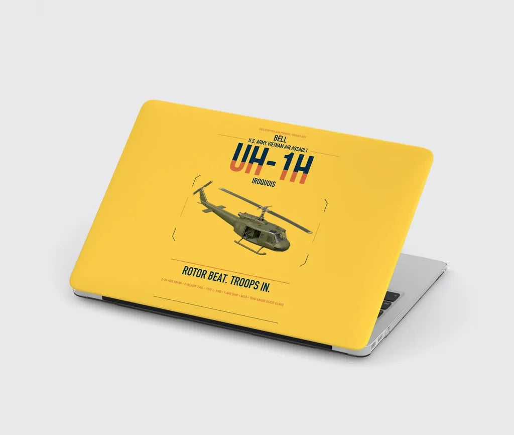 Bell UH-1H Iroquois design on yellow MacBook case