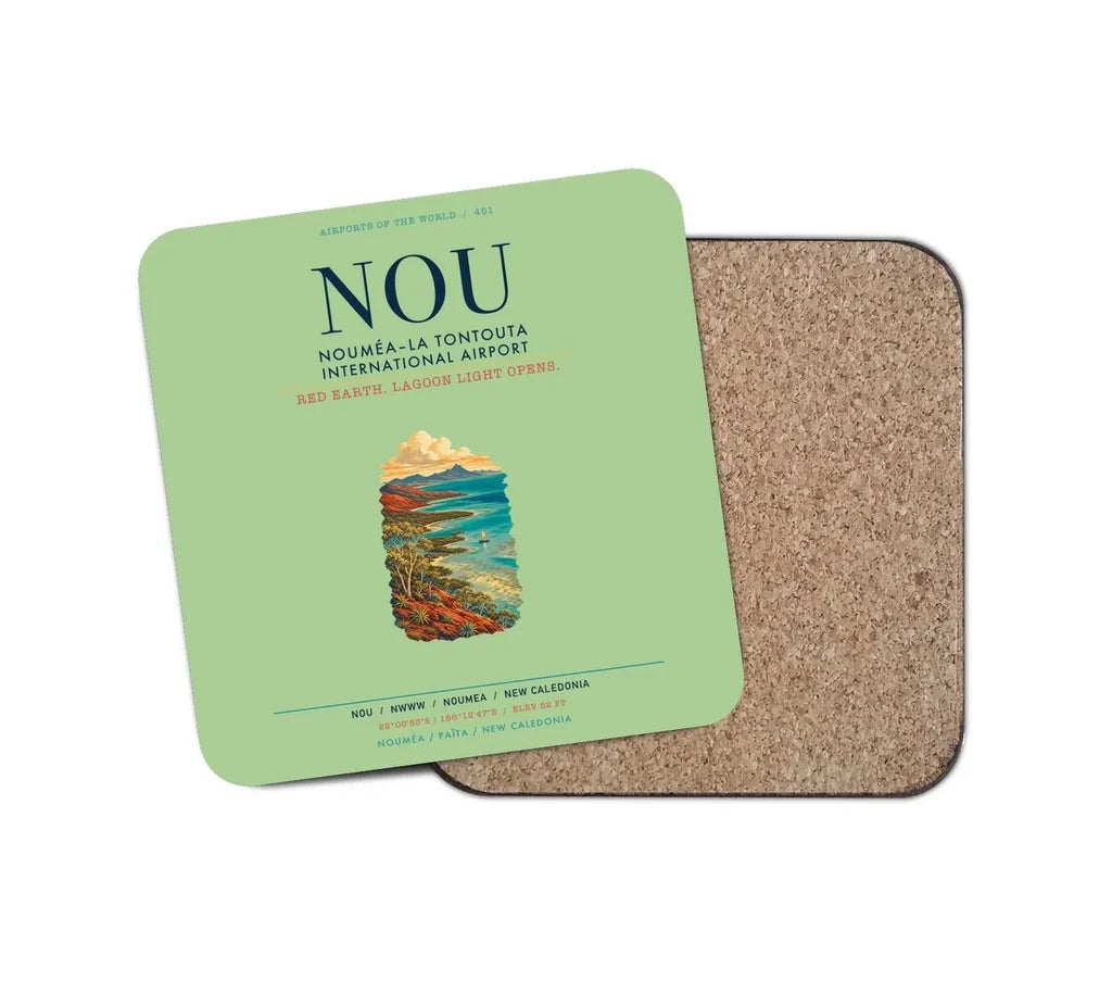 Nouméa–La Tontouta International Airport (NOU) design on light green 1 piece coaster