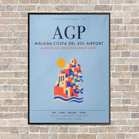 Thumbnail for Malaga-Costa del Sol Airport AGP vertical canvas print - framed - light blue background