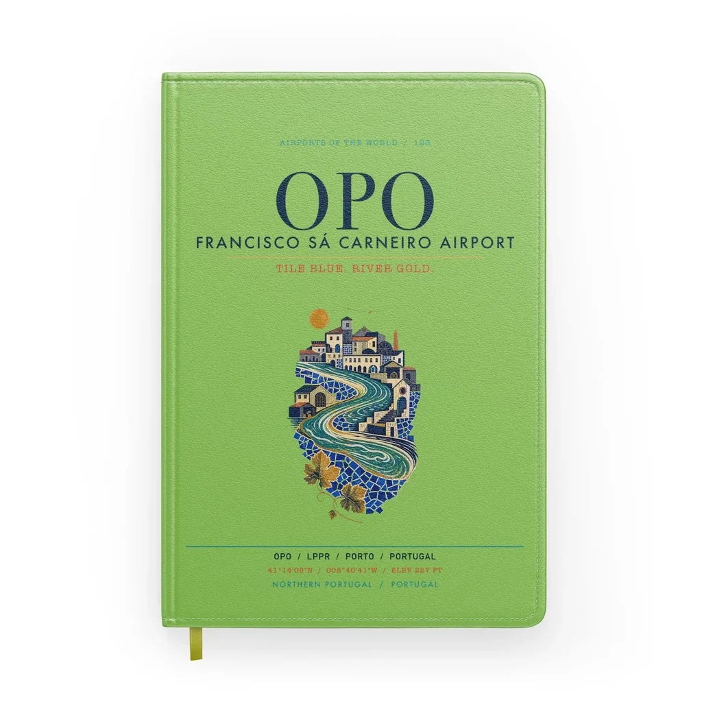 Porto Francisco Sá Carneiro Airport (OPO) design on light green notebook