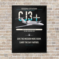 Thumbnail for Cessna Citation CJ3+ vertical canvas print - framed - black background