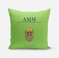 Thumbnail for Queen Alia International Airport (AMM) design on light green pillow