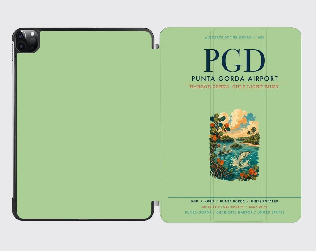 Punta Gorda Airport (PGD) design on light green ipad tablet case