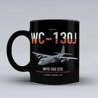 Thumbnail for WC-130J Hurricane Hunter design on black ceramic mug, double-side print