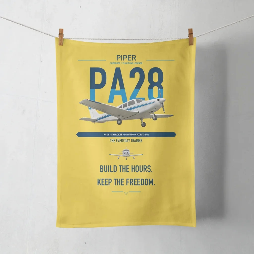 Piper PA-28 Cherokee design on yellow towel