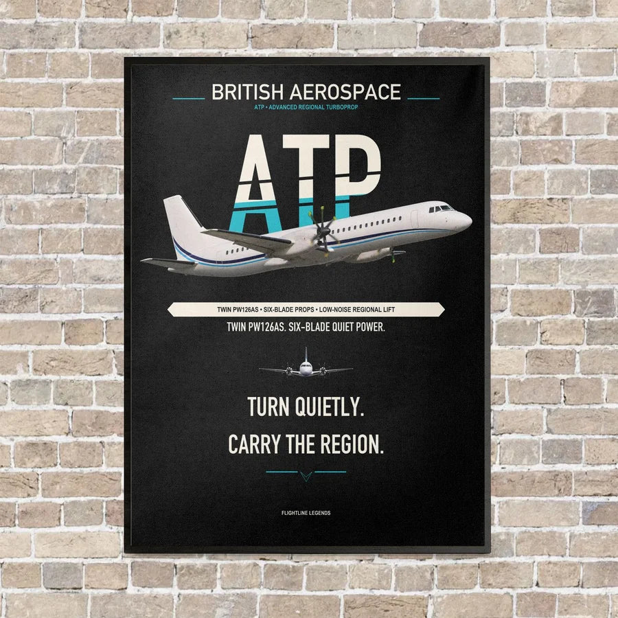 British Aerospace ATP vertical canvas print - framed - black background