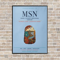 Thumbnail for Dane County Regional Airport Madison MSN vertical canvas print - framed - light blue background