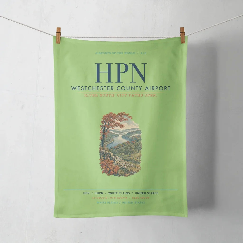 Westchester County Airport (HPN) design on light green towel