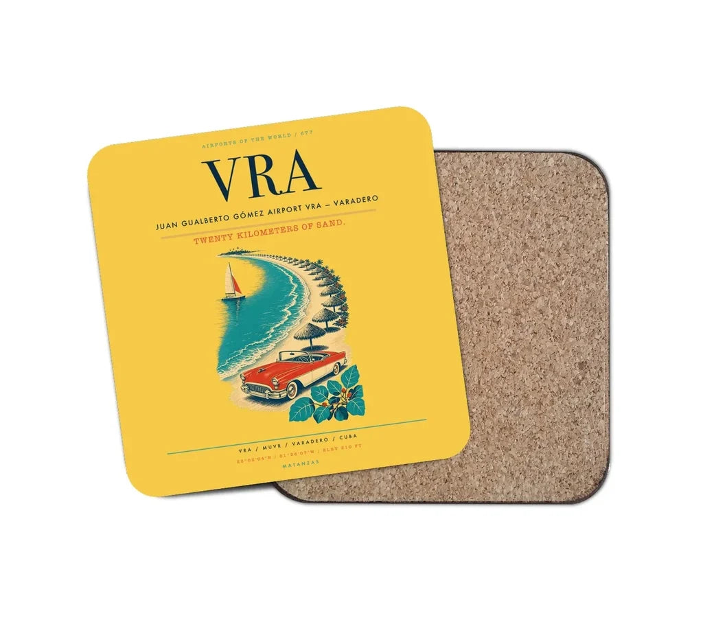 Juan Gualberto Gómez Airport (VRA) design on yellow 1 piece coaster