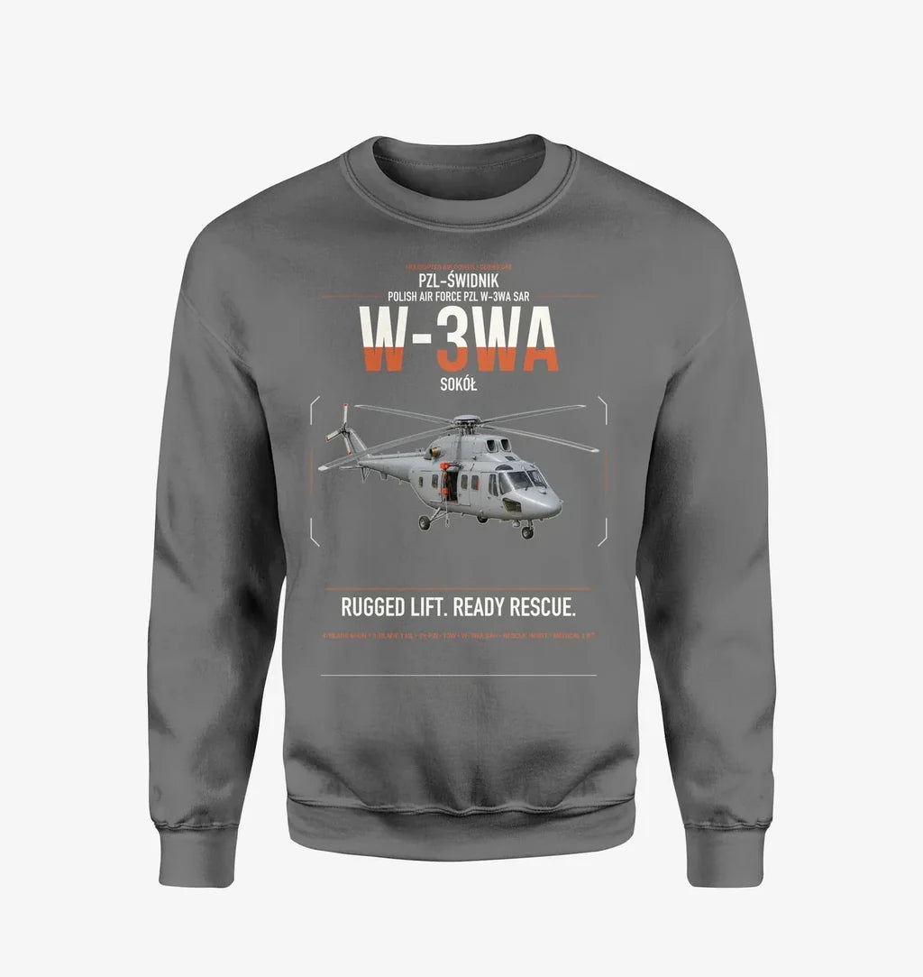 PZL-Świdnik W-3WA Sokół design on gray sweatshirt