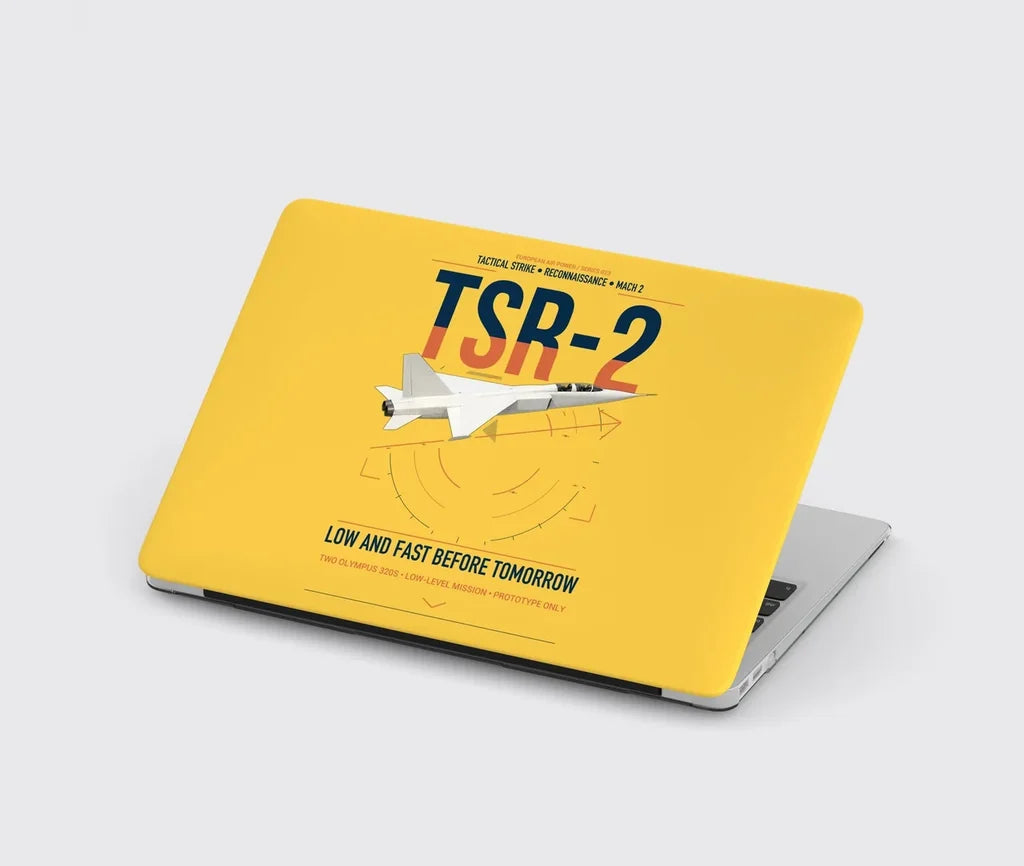 BAC TSR-2 design on yellow MacBook case