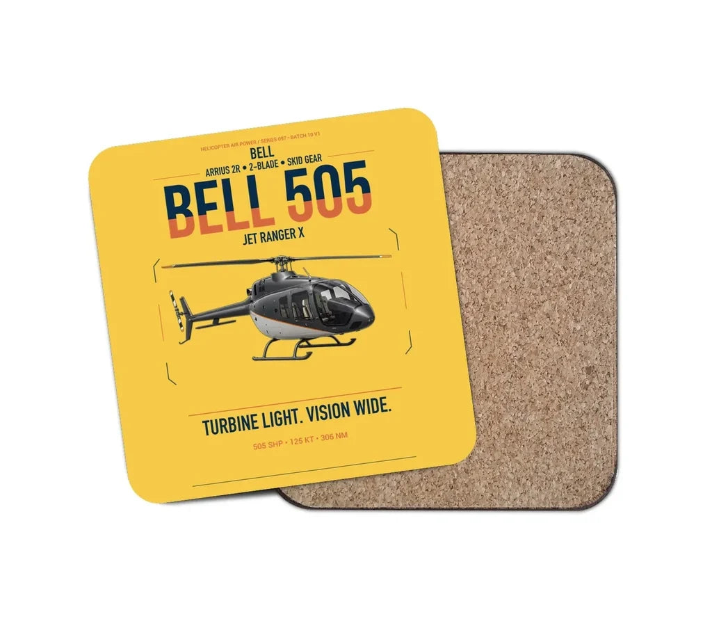 Bell 505 Jet Ranger X design on yellow 1 piece coaster