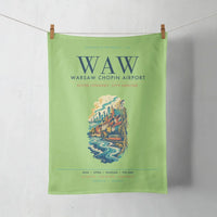 Thumbnail for Warsaw Chopin Airport (WAW) design on light green towel