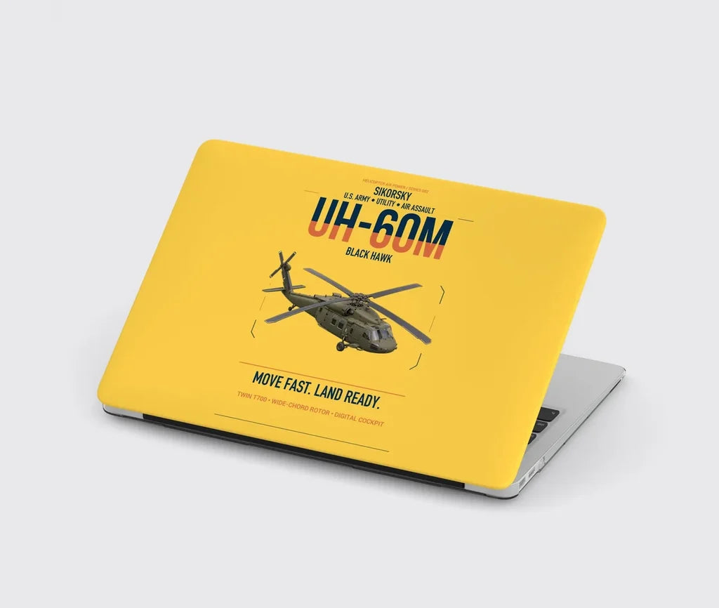Sikorsky UH-60M Black Hawk design on yellow MacBook case