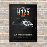 Thumbnail for Airbus H125 vertical canvas print - framed - black background