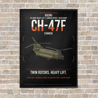 Thumbnail for Boeing CH-47F Chinook vertical canvas print - framed - black background