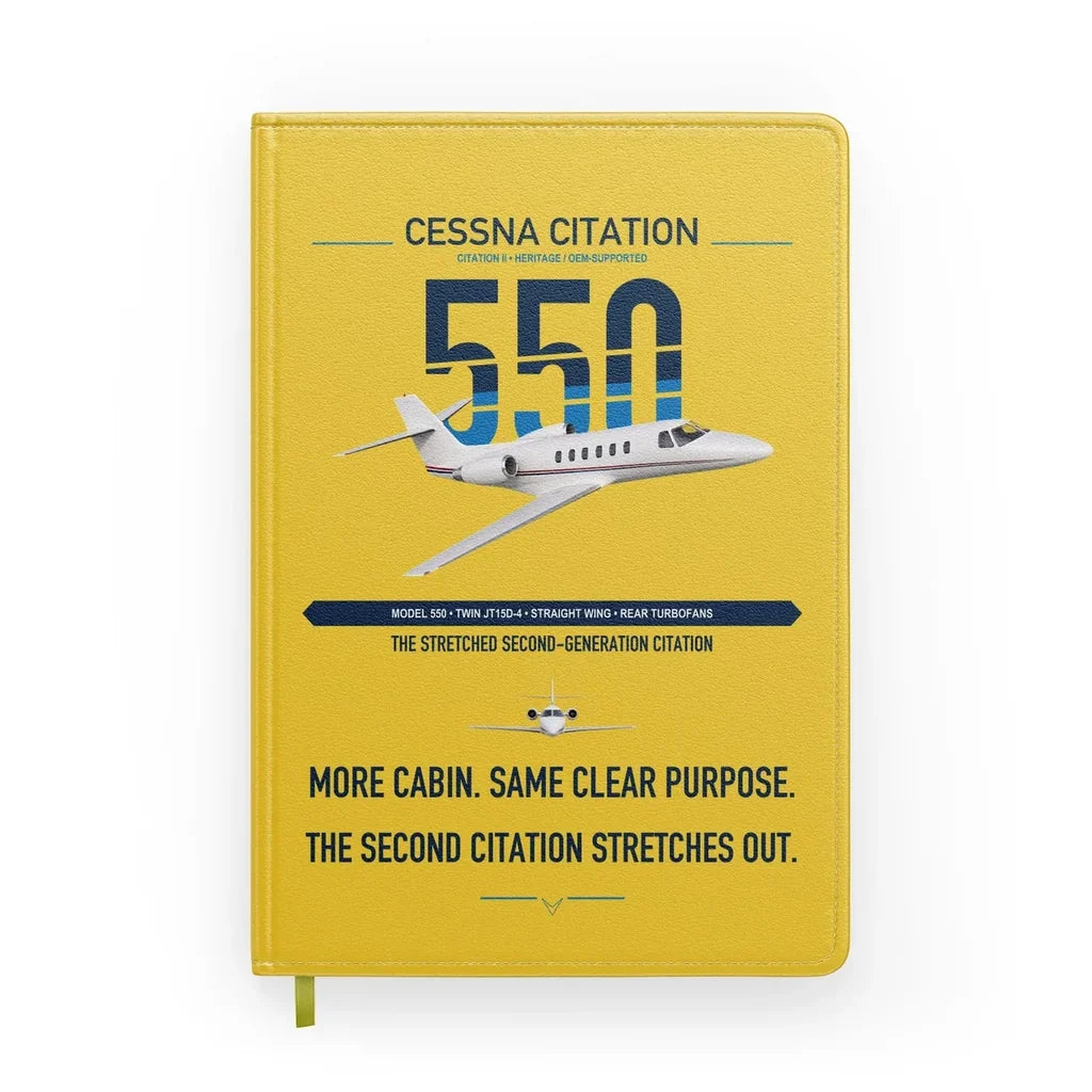Cessna Citation 550 - Citation II design on yellow notebook