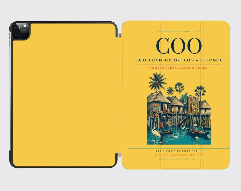 Cadjehoun Airport (COO) design on yellow ipad tablet case