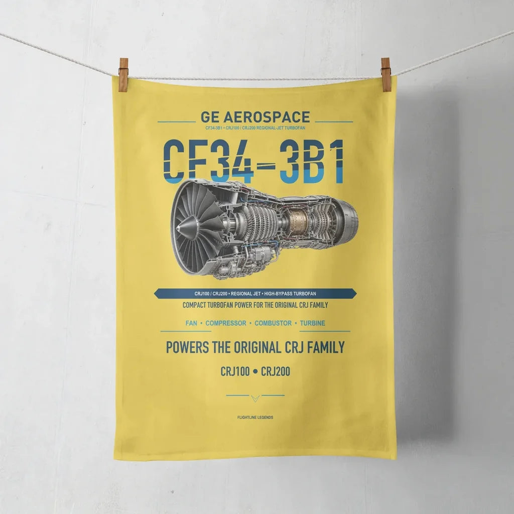 CF34-3B1 design on yellow towel