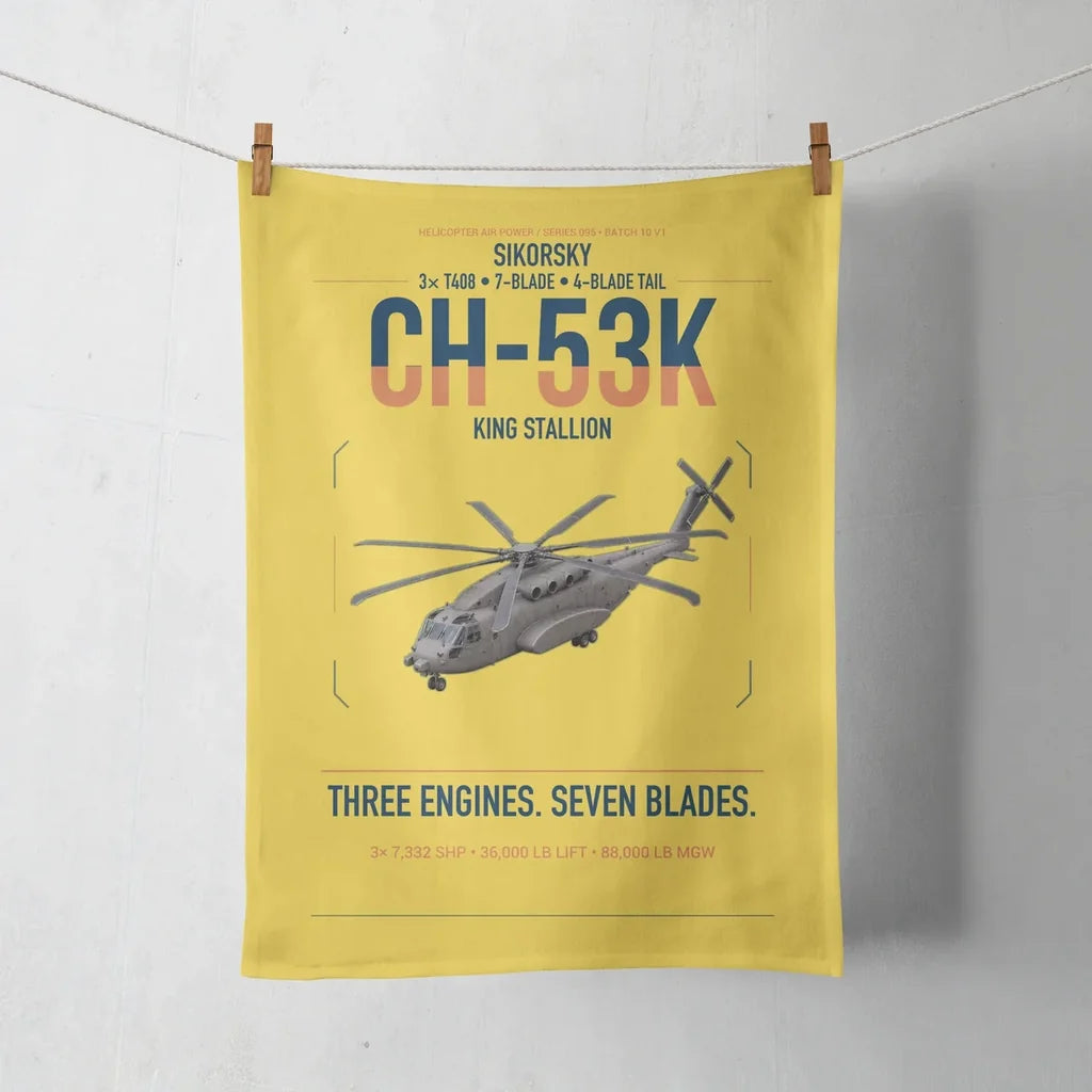 Sikorsky CH-53K King Stallion design on yellow towel