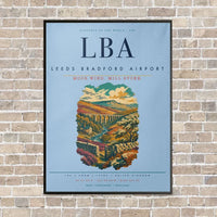Thumbnail for Leeds Bradford Airport LBA vertical canvas print - framed - light blue background