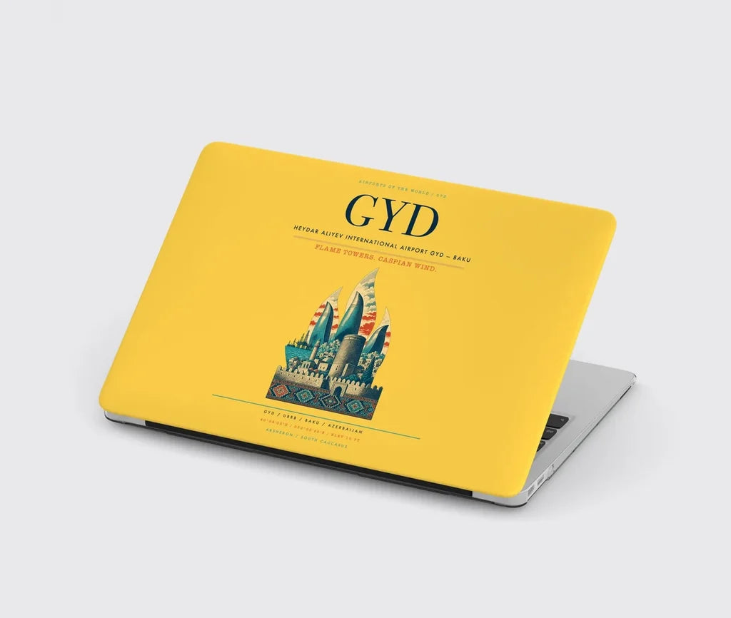 Heydar Aliyev International Airport (GYD) design on yellow MacBook case