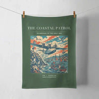 Thumbnail for VINTAGE G4035 - The Coastal Patrol - Designed Towels design on darkgreen