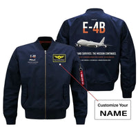 Thumbnail for E-4B Nightwatch design on blue+name bomber jacket, double-side print
