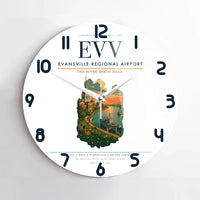 Thumbnail for Evansville Regional Airport (EVV) design on white no frame wall clock