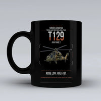 Thumbnail for Turkish Aerospace T129 ATAK Phase 2 design on black ceramic mug, double-side print