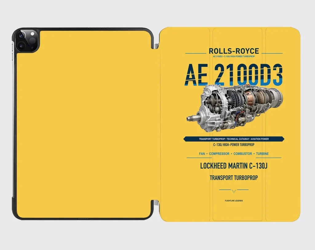 AE 2100D3 design on yellow ipad tablet case