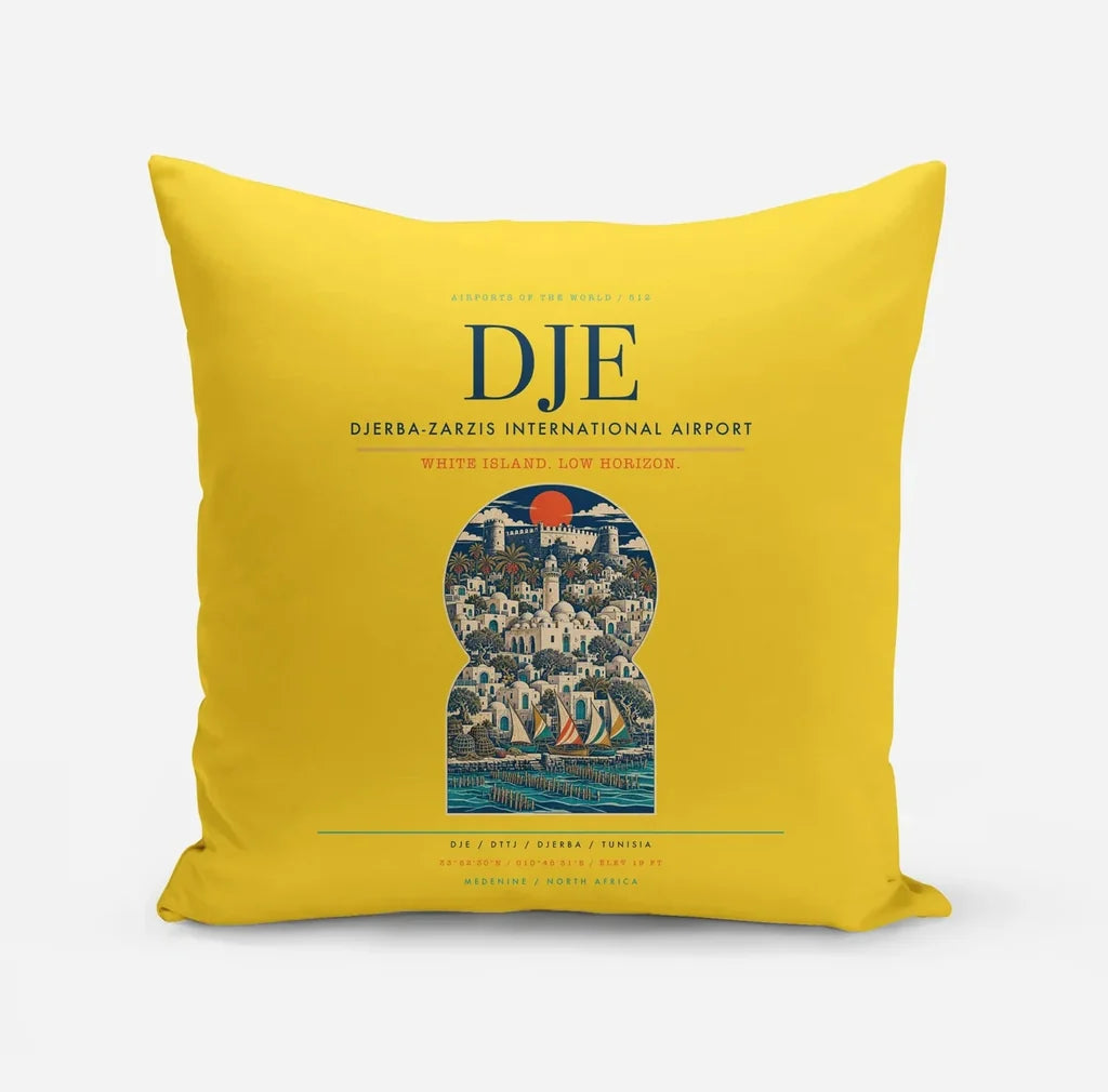 Djerba-Zarzis International Airport (DJE) design on yellow pillow