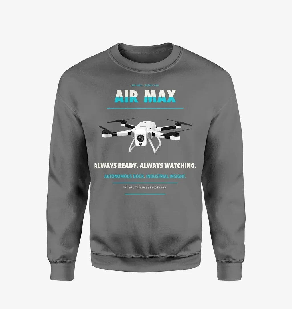 Percepto Air Max design on gray sweatshirt