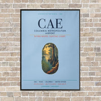 Thumbnail for Columbia Metropolitan Airport CAE vertical canvas print - framed - light blue background