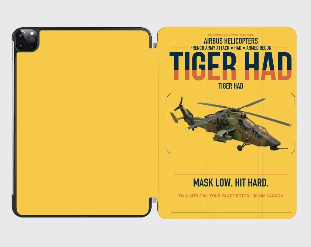 Airbus Helicopters Tiger HAD design on yellow ipad tablet case