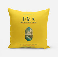 Thumbnail for East Midlands Airport (EMA) design on yellow pillow