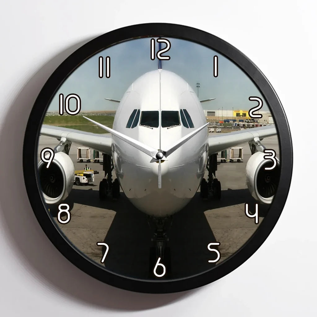 Face to Face with an Huge Airbus aviation design on premium wood and metal wall clock.