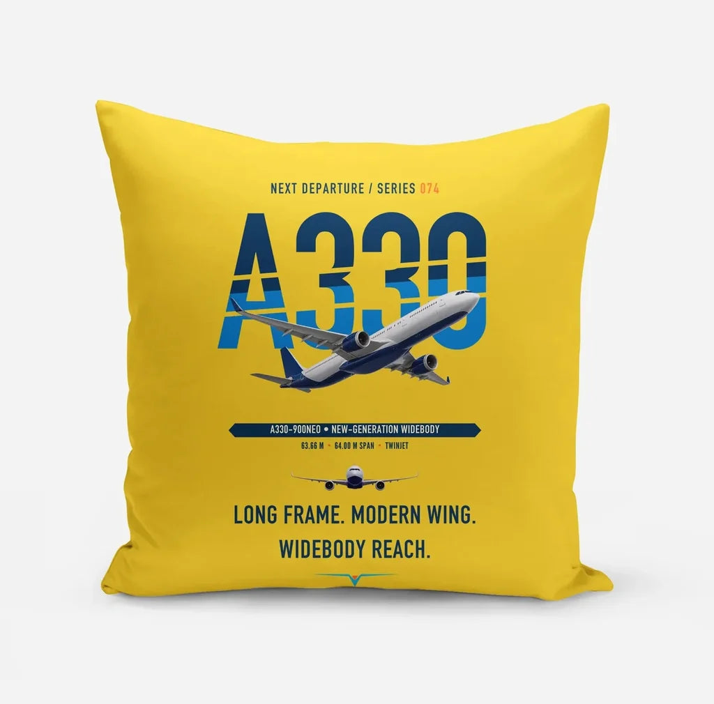 Airbus A330-900neo design on yellow pillow