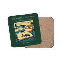 Thumbnail for The Chief Pilot's Logbook - Designed Coasters design on dark green 1-piece