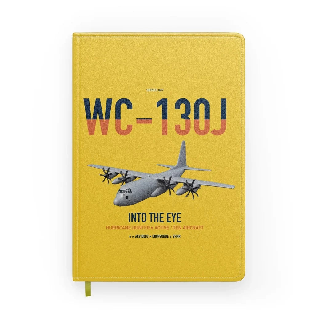 WC-130J Hurricane Hunter design on yellow notebook
