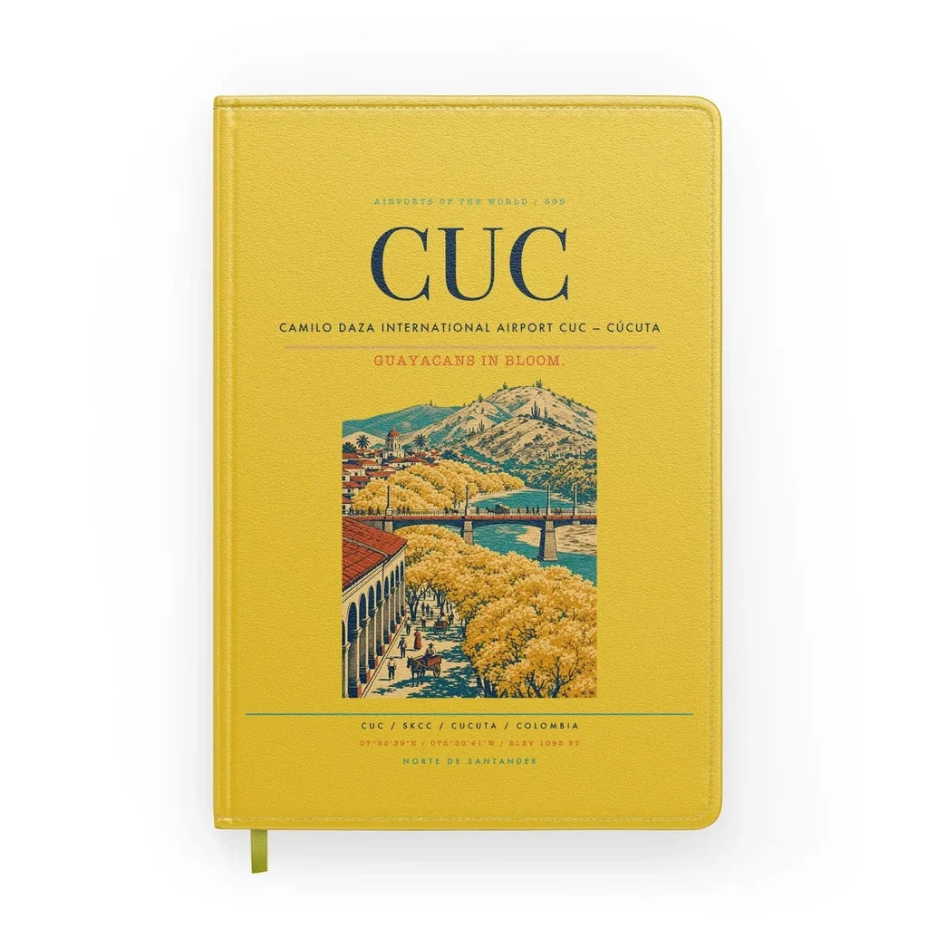 Camilo Daza International Airport (CUC) design on yellow notebook