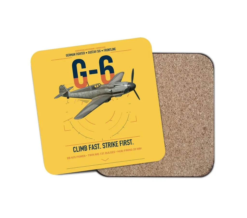 Messerschmitt Bf 109G-6 design on yellow 1 piece coaster