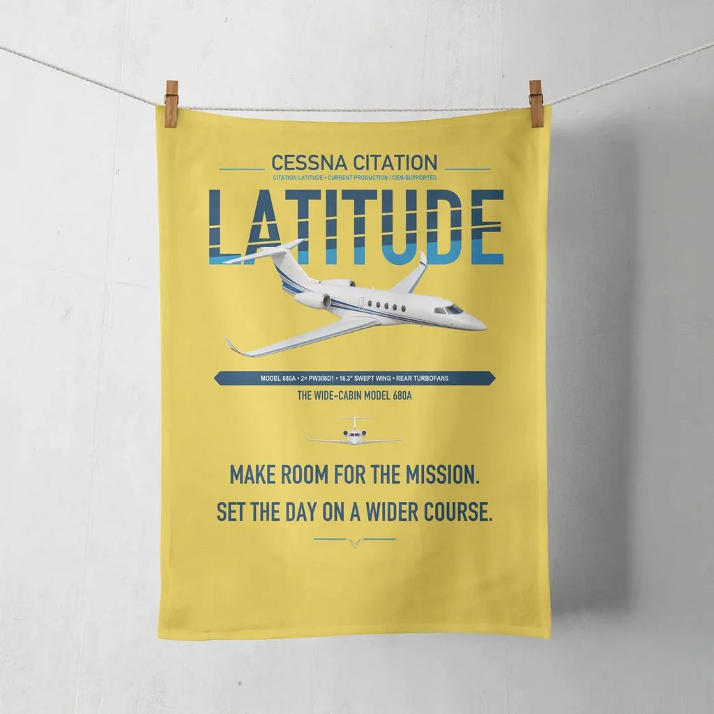 Cessna Citation Latitude design on yellow towel