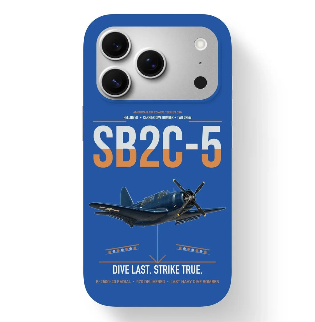SB2C-5 Helldiver design on blue magsafe iphone case, for iPhone 17 Pro