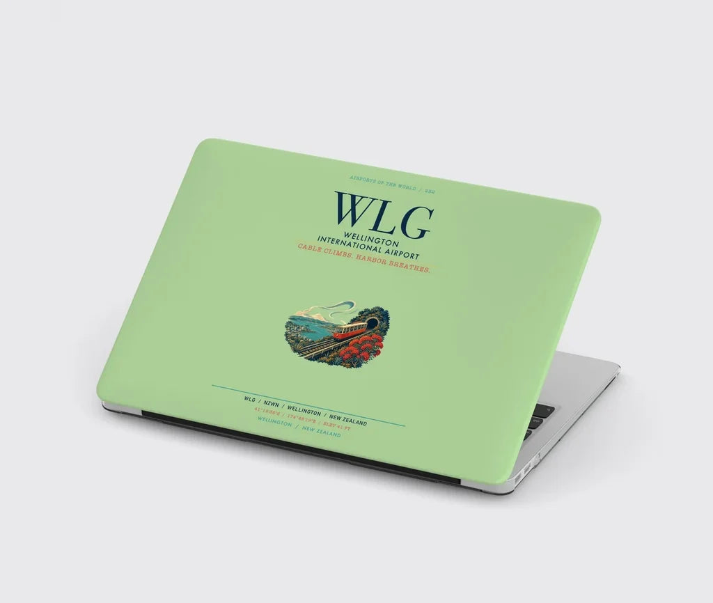 Wellington International Airport (WLG) design on light green MacBook case