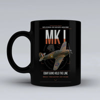 Thumbnail for Hawker Hurricane Mk I design on black ceramic mug, double-side print