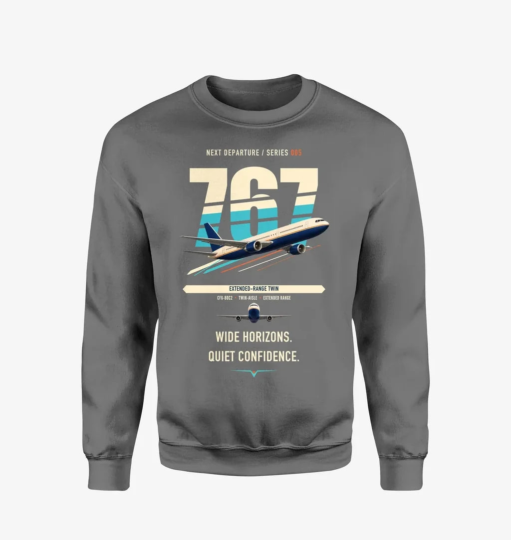 Boeing 767-300ER design on gray sweatshirt