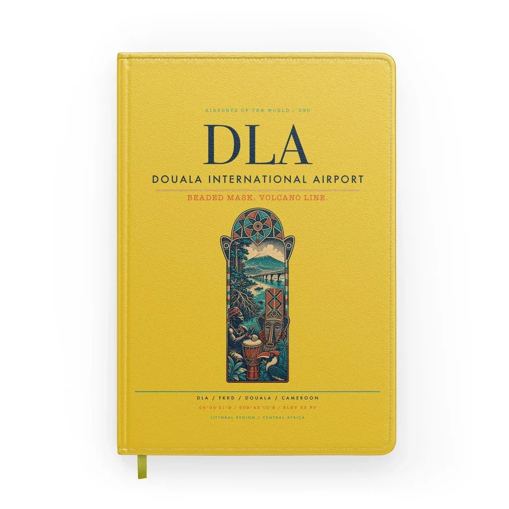 Douala International Airport (DLA) design on yellow notebook